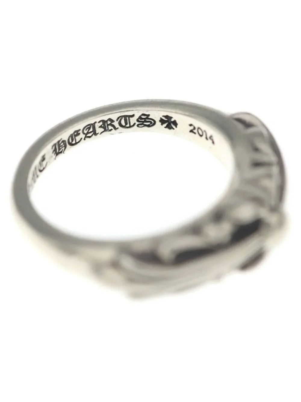 Chrome Hearts Baby Classic Floral Black Sling Silver Ring